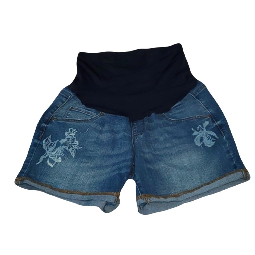 A-GLOW Maternity Boyfriend Blue Classic Jean Shorts